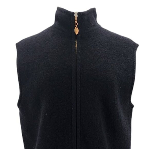 Vintage Lisa International Boiled Wool Black Snowflake Zipper Vest Womens Large - Picture 2 of 8